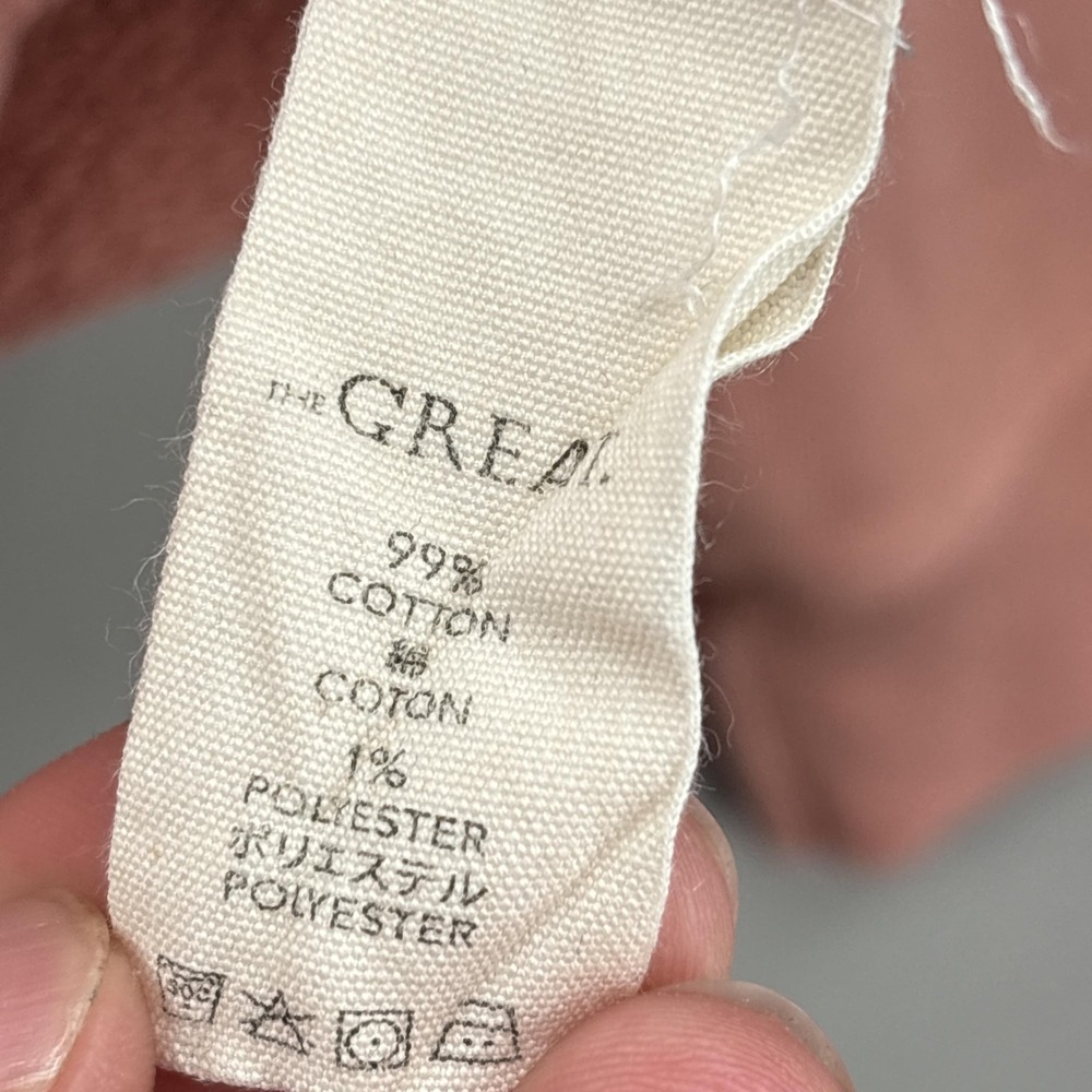THE GREAT. Sweatshirt Small 1 Pink Terry Cropped Oversized Pullover Crewneck - Picture 6 of 12
